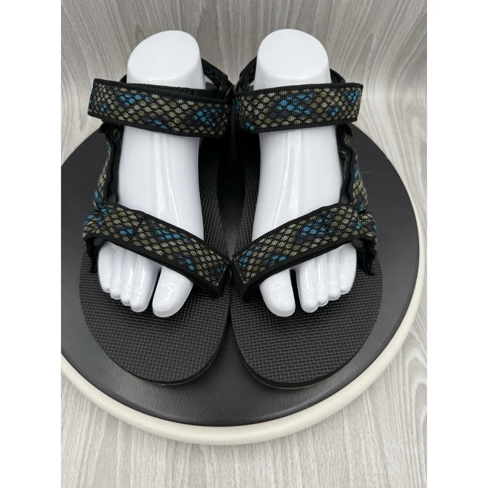 Teva Original Universal Mens Size 11 Chroma Olive Blue Print Outdoor Sandals NEW